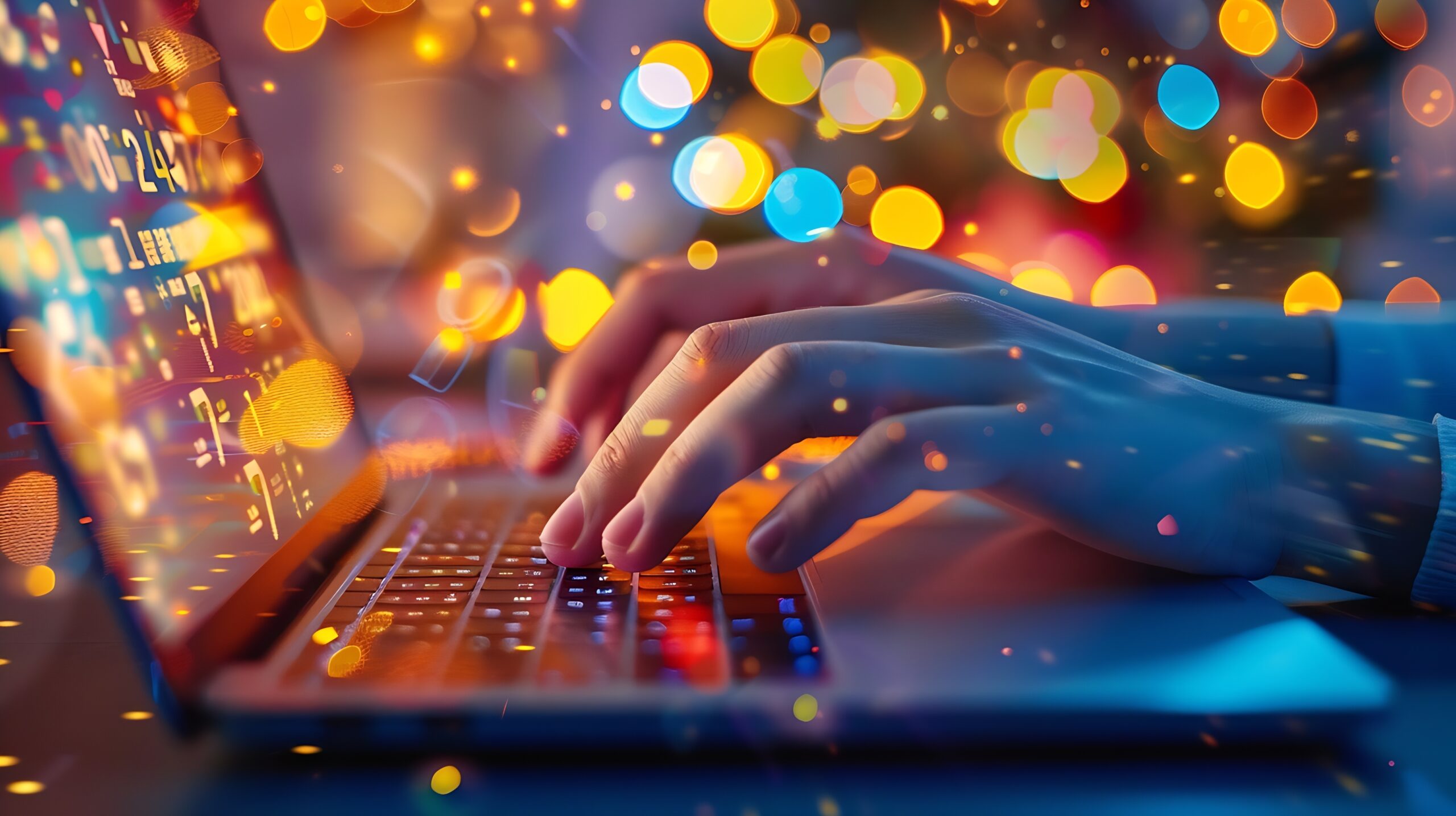 Trend of 2024 people business investor using laptop with virtual 2024 year diagram business trend change from 2023 to 2024 strategy investment business planning and happy new year conc : Generative AI