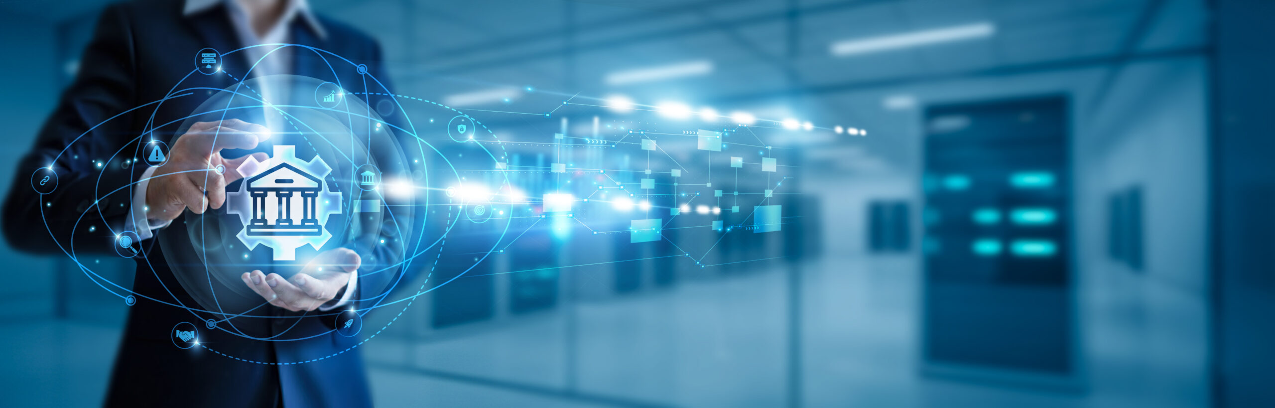 Businessman hand hold e-governance, digital government services, online citizen portals, transparent administration, policy automation, public data access, smart governance platforms